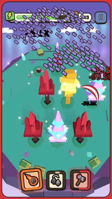 Powerups in the Crystal Grove: Berserker, lightning and crystal logs